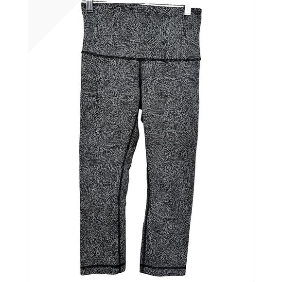 Lululemon Wunder Under Luon Ripple Jacquard Black White Crop Leggings Sz 2 - Picture 3 of 9